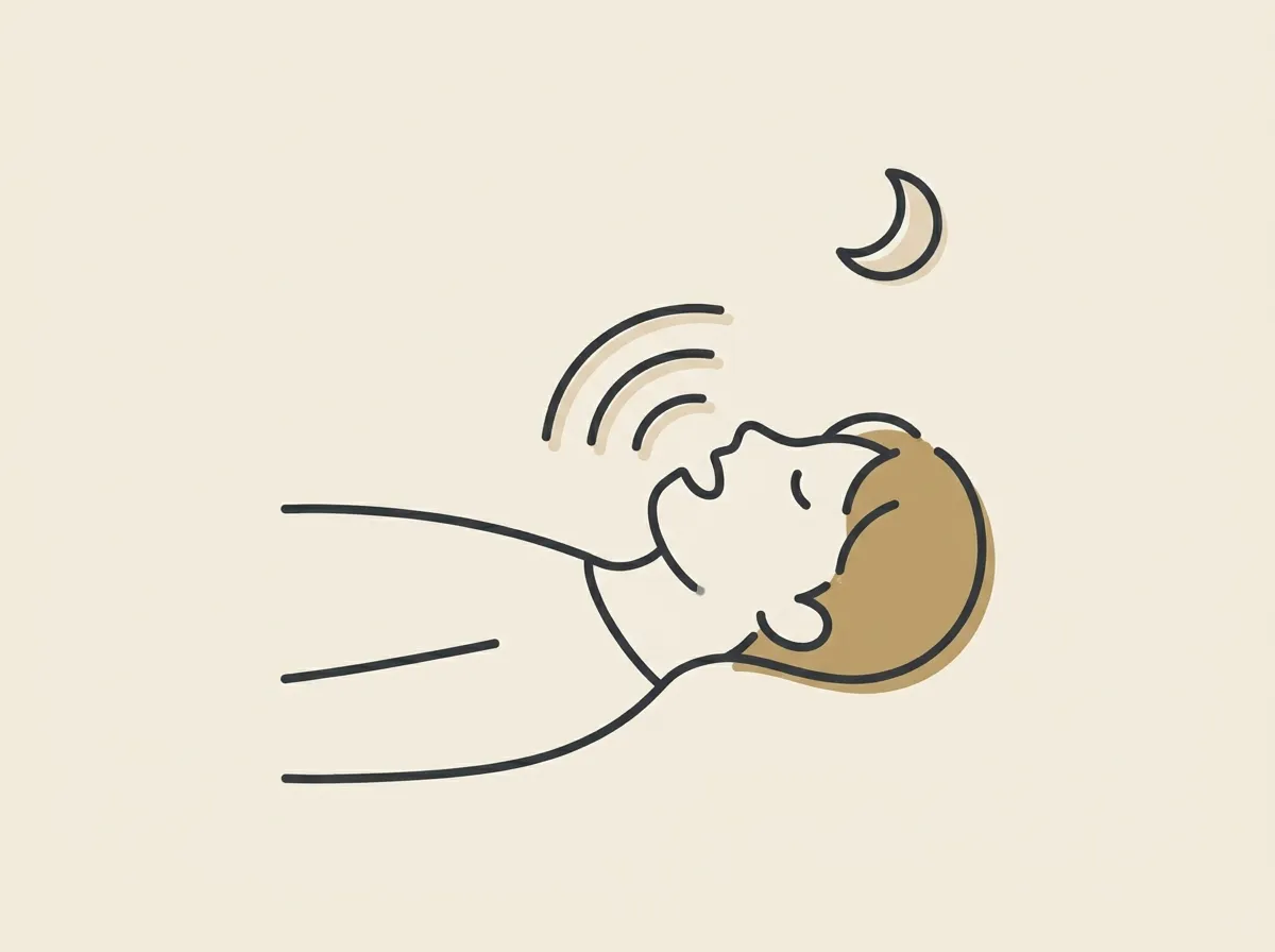 口を開けて眠る人からいびきの音が出ているイラスト